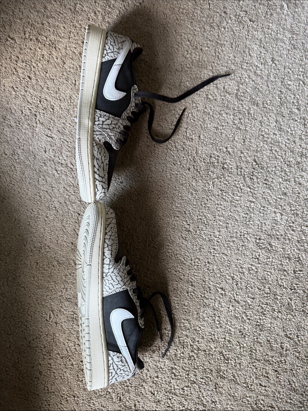 Jordan Women's Black & White Crackle Low Top Sneakers - Picture 3 of 6